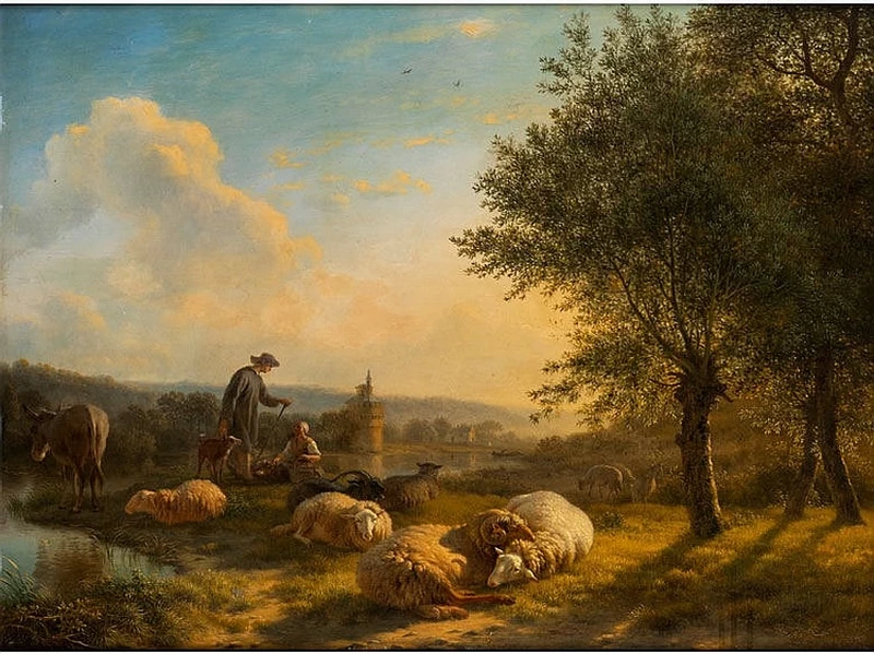 Balthasar Ommeganck - Paesaggio pastorale con un gregge